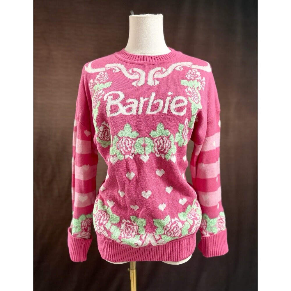Super Cute Retro Vintage Pink Barbie Sweater By Mattel Size Medium